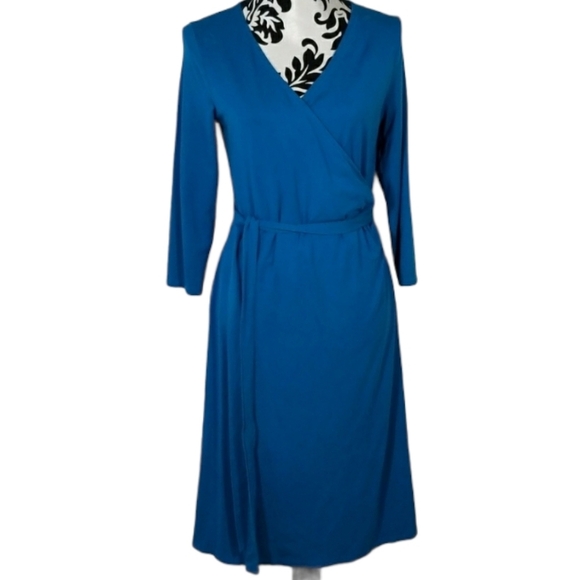 Talbots Dresses & Skirts - Talbot faux Wrap blue longsleeve Shirtdress